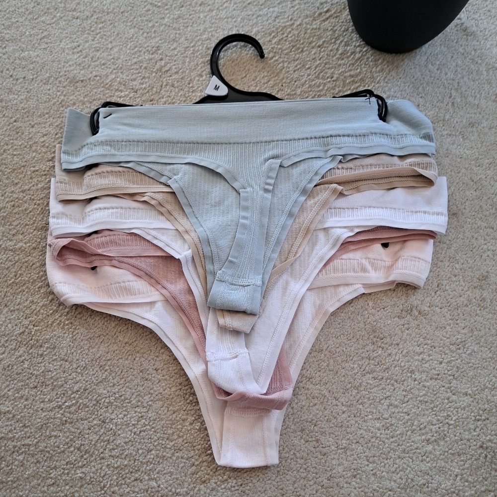 Tahari Thong Underwear 5 Pack Panties Neutral Pastels Seamless Size Medium NEW - Picture 7 of 11